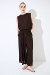 PANTALONE CROP CON ELASTICO MORO