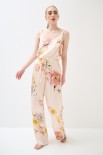 PANTALONE LARGO RASO STAMPA BEIGE