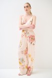 PANTALONE LARGO RASO STAMPA BEIGE