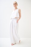 PANTALONE PINCE PALAZZO MISTO LINO BIANCO