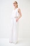 PANTALONE PINCE PALAZZO MISTO LINO BIANCO
