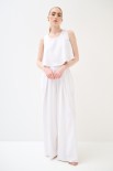 PANTALONE PINCE PALAZZO MISTO LINO BIANCO