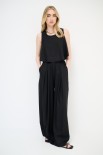 PANTALONE PINCE PALAZZO MISTO LINO NERO