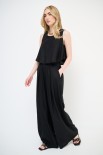 PANTALONE PINCE PALAZZO MISTO LINO NERO