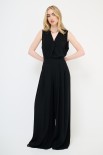 PANTALONE LARGO VISCOSA CON ELASTICO DIETRO NERO