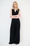 PANTALONE LARGO VISCOSA CON ELASTICO DIETRO NERO