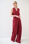 PANTALONE LARGO VISCOSA CON ELASTICO DIETRO ROSSO INDIA