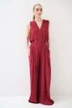 PANTALONE LARGO VISCOSA CON ELASTICO DIETRO ROSSO INDIA