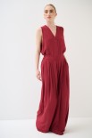 PANTALONE LARGO VISCOSA CON ELASTICO DIETRO ROSSO INDIA