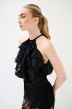 TOP SMANICATO ROUCHES NERO