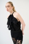 TOP SMANICATO ROUCHES NERO