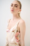 TOP SPALLINI RASO STAMPA BEIGE
