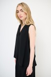 TOP SMANICATO VISCOSA NERO