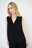 TOP SMANICATO VISCOSA NERO