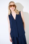 TOP SMANICATO VISCOSA BLU
