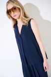 TOP SMANICATO VISCOSA BLU
