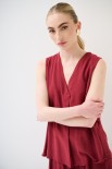 TOP SMANICATO VISCOSA ROSSO INDIA