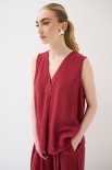 TOP SMANICATO VISCOSA ROSSO INDIA