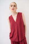 TOP SMANICATO VISCOSA ROSSO INDIA