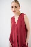 TOP SMANICATO VISCOSA ROSSO INDIA