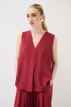 TOP SMANICATO VISCOSA ROSSO INDIA