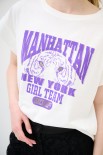 T-SHIRT STAMPA MANHATTAN PANNA