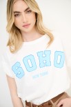 T-SHIRT SCRITTA SOHO CELESTE
