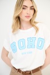 T-SHIRT SCRITTA SOHO CELESTE