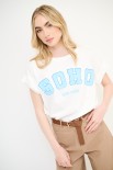 T-SHIRT SCRITTA SOHO CELESTE
