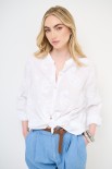 CAMICIA CON NODO E RICAMO BIANCO