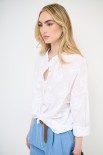 CAMICIA CON NODO E RICAMO BIANCO