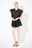 SHORTS MUSSOLA DOPPIA BALZA NERO