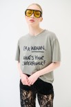 T-SHIRT STAMPA I'M A WOMAN VERDE MILITARE