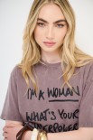 T-SHIRT STAMPA I'M A WOMAN MORO