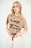 T-SHIRT STAMPA I'M A WOMAN PECAN