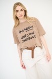 T-SHIRT STAMPA I'M A WOMAN PECAN