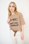 T-SHIRT STAMPA I'M A WOMAN PECAN