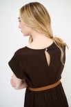 ABITO MIDI CON BALZE E CINTURA MORO