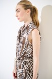 CAMICIA SMANICATA CON FIOCCO STAMPA MUSSOLA SPIRALE MORO
