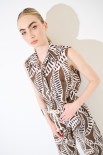 CAMICIA SMANICATA CON FIOCCO STAMPA MUSSOLA SPIRALE MORO