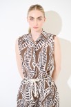 CAMICIA SMANICATA CON FIOCCO STAMPA MUSSOLA SPIRALE MORO