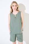 SMANICATA TELA CON SCOLLO U VERDE MILITARE