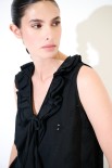 BLUSA SMANICATA ROUCHES DAV. NERO
