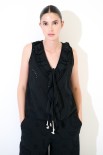 BLUSA SMANICATA ROUCHES DAV. NERO