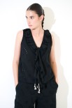 BLUSA SMANICATA ROUCHES DAV. NERO