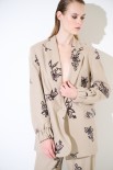 GIACCA OVER CON ELASTICO MANICA RICAMO PAILLETTES BEIGE