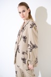 GIACCA OVER CON ELASTICO MANICA RICAMO PAILLETTES BEIGE