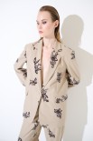 GIACCA OVER CON ELASTICO MANICA RICAMO PAILLETTES BEIGE