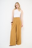 PANTALONE MISTO LINO CON PINCE CHIUSE MIELE