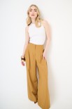 PANTALONE MISTO LINO CON PINCE CHIUSE MIELE